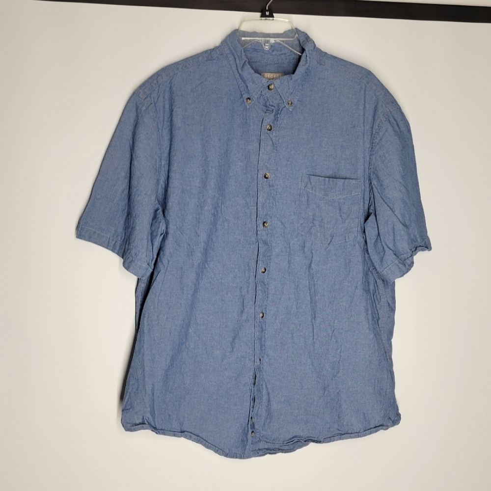 George Blue Casual Button Down Short Sleeve Shirt